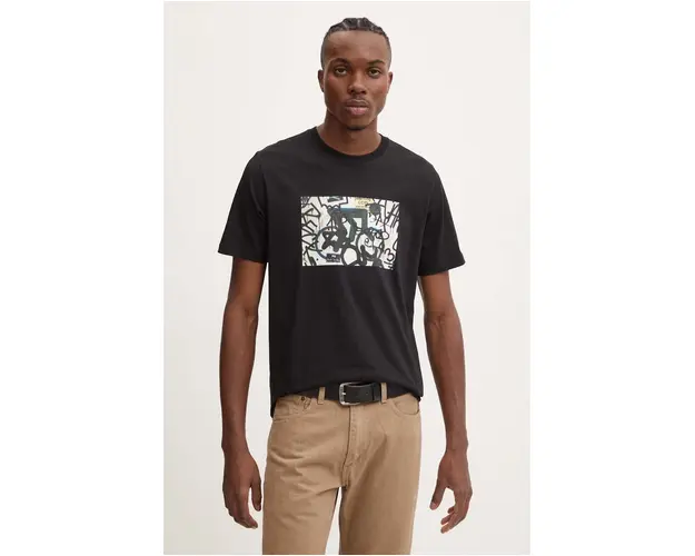 PS Paul Smith tricou din bumbac barbati, culoarea negru, cu imprimeu, M2R.011R.NP4811