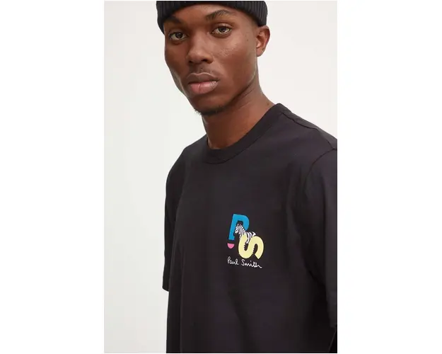 PS Paul Smith tricou din bumbac barbati, culoarea negru, cu imprimeu, M2R.220X.NP4799