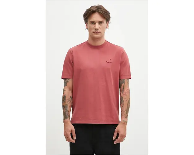 PS Paul Smith tricou din bumbac barbati, culoarea roz, cu imprimeu, M2R.965XE.N22116