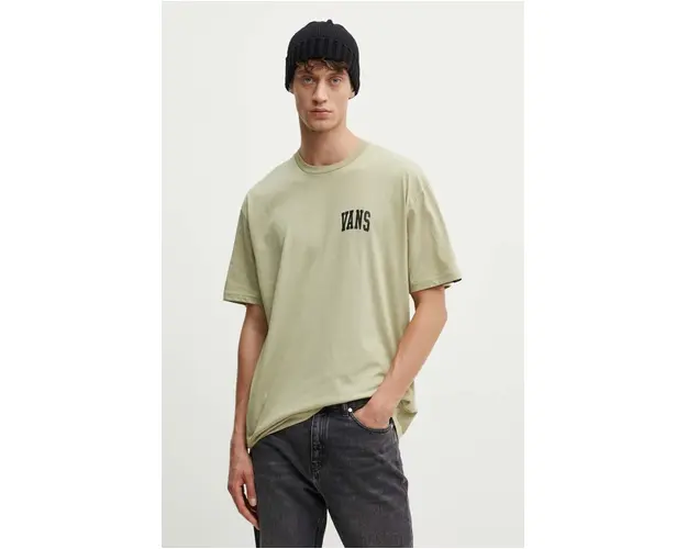 Vans tricou din bumbac barbati, culoarea verde, cu imprimeu, VN000HFGD3Z1