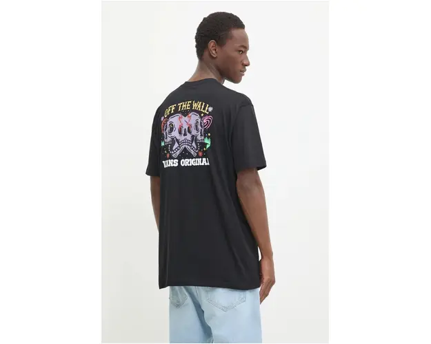 Vans tricou din bumbac barbati, culoarea negru, cu imprimeu, VN000KHVBLK1