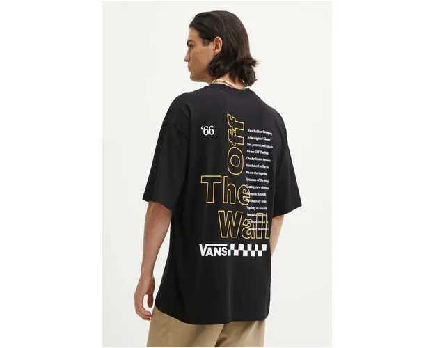 Vans tricou din bumbac barbati, culoarea negru, cu imprimeu, VN000HFTBLK1