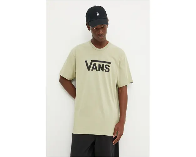 Vans tricou din bumbac barbati, culoarea verde, cu imprimeu, VN000GGGDAU1