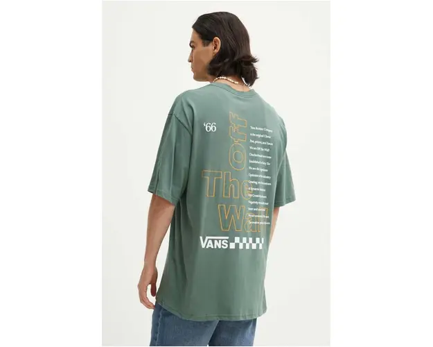 Vans tricou din bumbac barbati, culoarea verde, cu imprimeu, VN000HFT1CI1