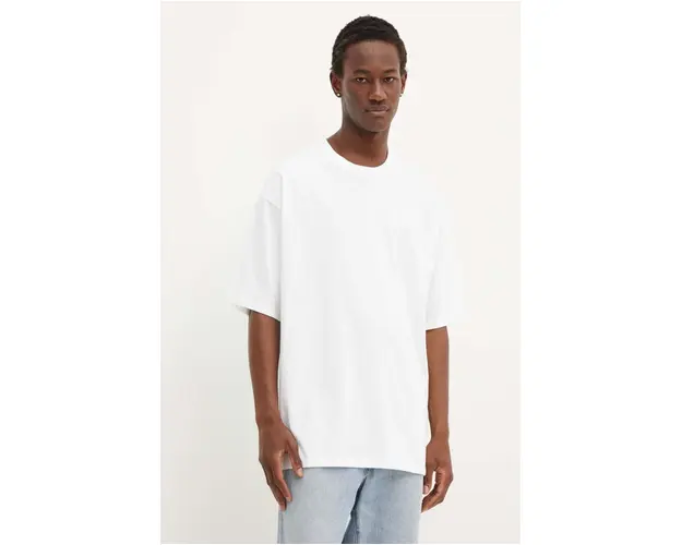 Vans tricou din bumbac barbati, culoarea alb, neted, VN000G51WHT1