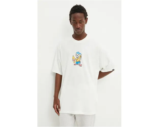 Vans tricou din bumbac barbati, culoarea bej, cu imprimeu, VN000HFRFS81