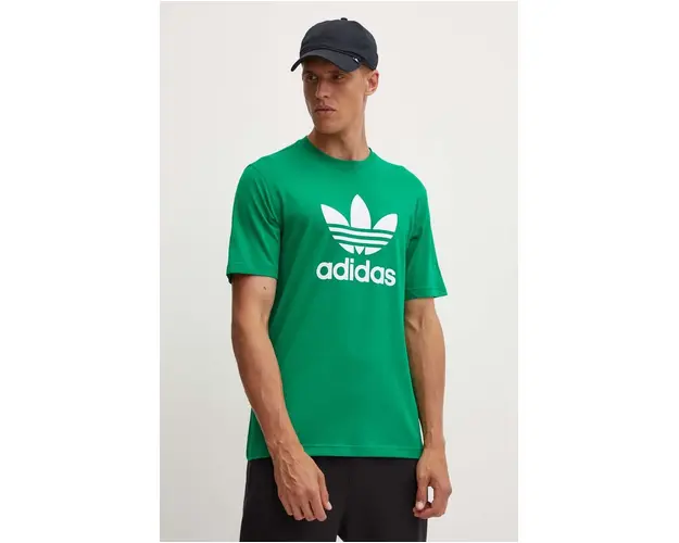 adidas Originals tricou din bumbac barbati, culoarea verde, cu imprimeu, IR8012