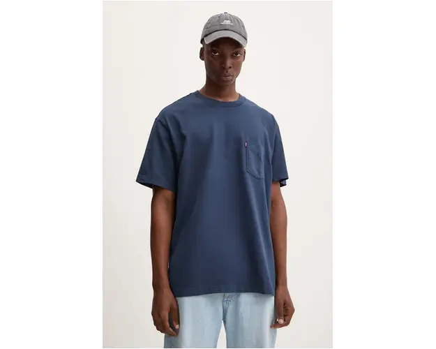 Levi's tricou din bumbac barbati, culoarea albastru marin, neted, A8605