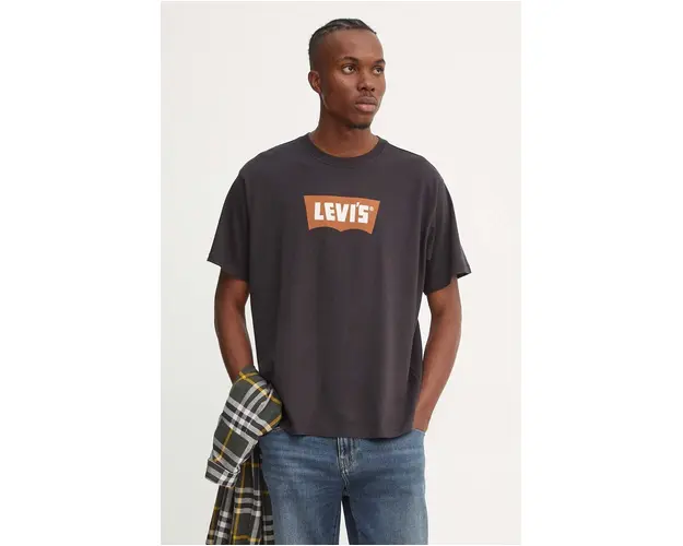 Levi's tricou din bumbac barbati, culoarea negru, cu imprimeu, 000RY