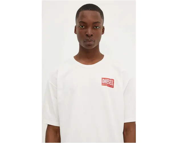 Diesel tricou din bumbac T-BOXT-Q15 barbati, culoarea alb, cu imprimeu, A15012.0AKAK