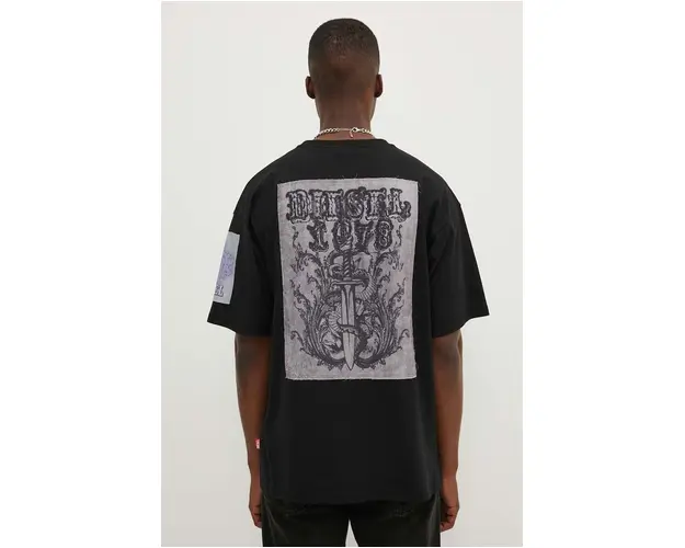 Diesel tricou din bumbac T-BOXT-SLITS-Q10 barbati, culoarea negru, cu imprimeu, A14875.0ALAX