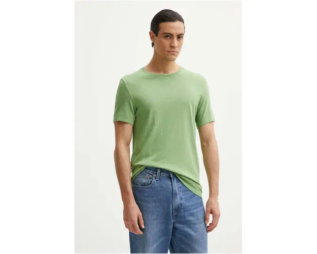 American Vintage tricou din bumbac barbati, culoarea maro, neted, MBYSA18BH24