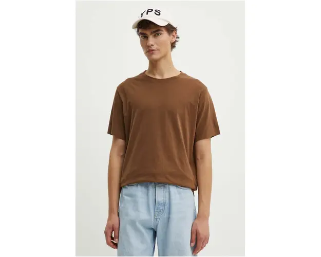 American Vintage tricou din bumbac barbati, culoarea maro, melanj, MVUP02AH24