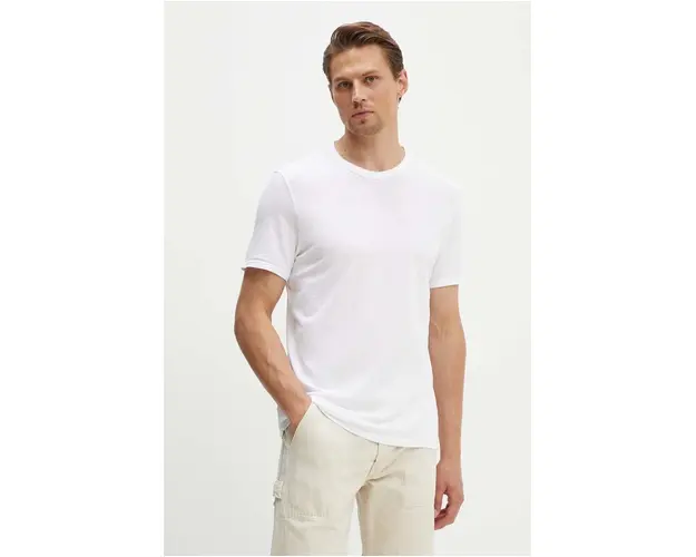 American Vintage tricou din bumbac barbati, culoarea alb, neted, MDEC1TH24