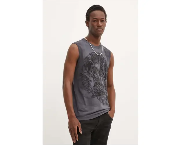 Diesel tricou din bumbac T-BISCO-Q1 barbati, culoarea gri, A14003.0AJDC