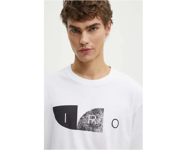 IRO tricou din bumbac barbati, culoarea alb, cu imprimeu, MP19KAMO