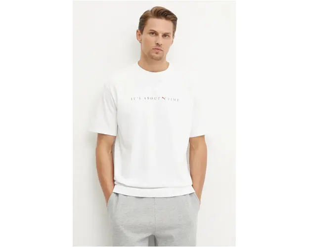 Puma tricou din bumbac MMQ Graphic Tee barbati, culoarea alb, cu imprimeu, 626556