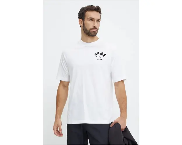 Puma tricou Classics Play Paris barbati, culoarea alb, neted, 626767