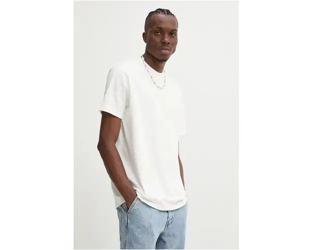 Marc O'Polo tricou din bumbac DENIM barbati, culoarea alb, neted, 5000005704