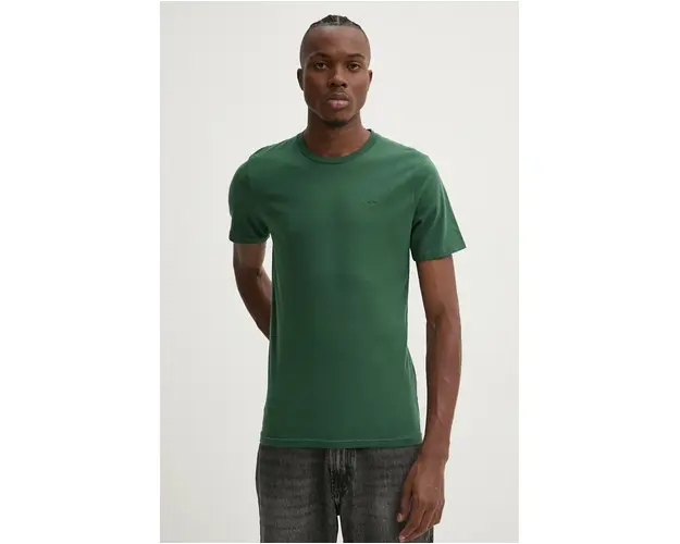 Hollister Co. tricou din bumbac barbati, culoarea verde, neted, KI324-4151