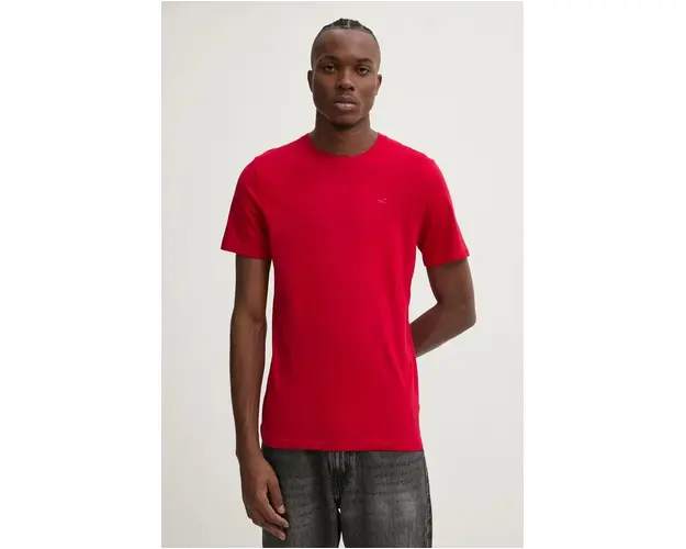 Hollister Co. tricou din bumbac barbati, culoarea rosu, neted, KI324-4156