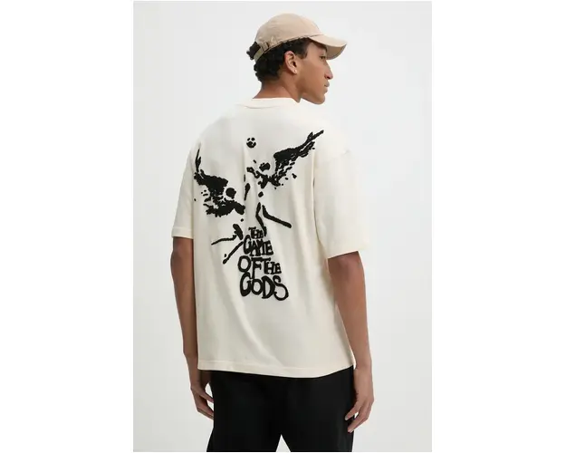 BALR. tricou din bumbac Game of the Gods barbati, culoarea bej, cu imprimeu, B1112 1262