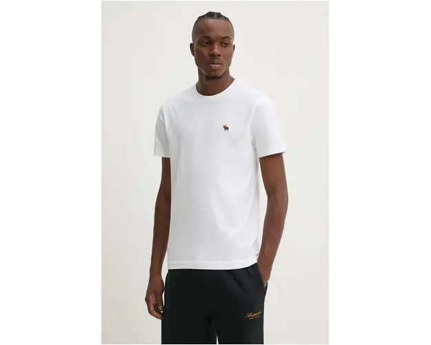 Abercrombie & Fitch tricou din bumbac 3-pack barbati, culoarea bej, neted, KI124-4175