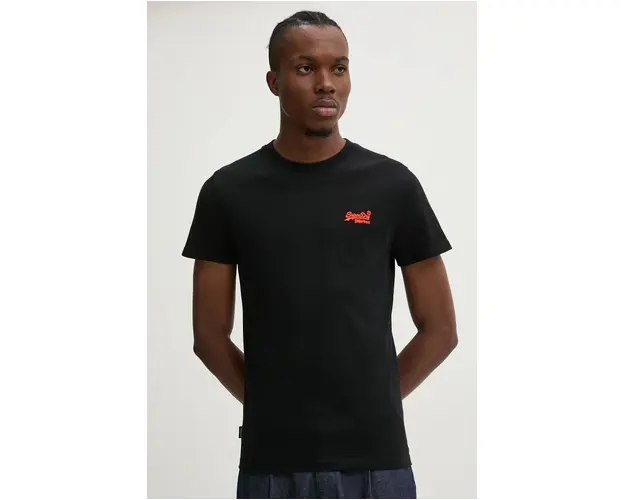 Superdry tricou din bumbac barbati, culoarea negru, neted, M1011245A-AOC