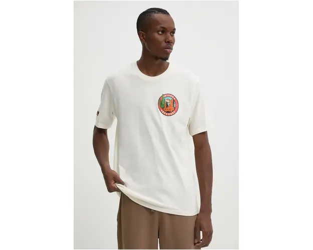 Superdry tricou din bumbac barbati, culoarea bej, cu imprimeu, M1012017A-2YW