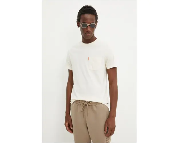 Superdry tricou din bumbac barbati, culoarea bej, neted, M1012037A-C6T