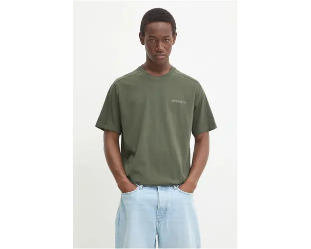 Superdry tricou din bumbac barbati, culoarea verde, neted, M1012083A-1IP