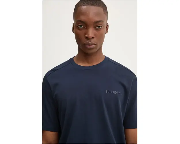 Superdry tricou din bumbac barbati, culoarea albastru marin, cu imprimeu, M1012083A-JKE