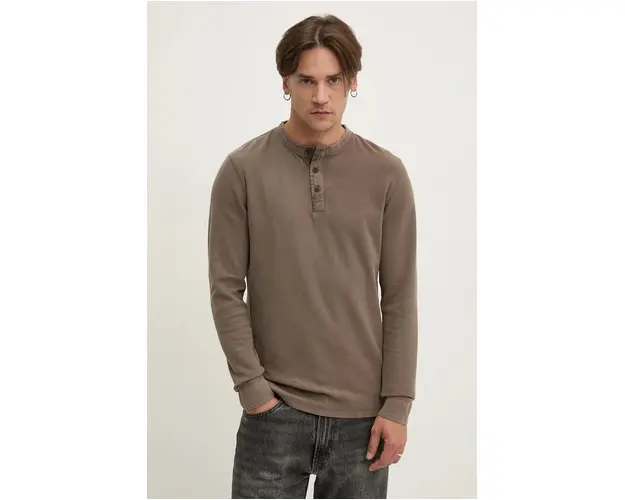 Superdry longsleeve din bumbac culoarea verde, neted, M6010845A-CWJ