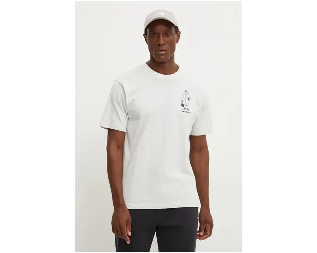 New Balance tricou din bumbac barbati, culoarea gri, melanj, MT43554AHH