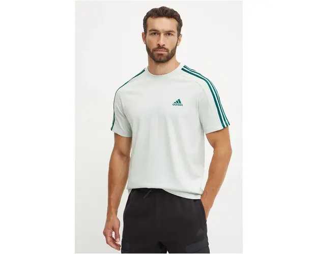 adidas tricou din bumbac Essentials barbati, culoarea verde, modelator, IX0156