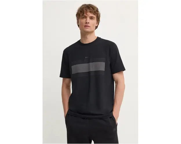 Boss Green tricou barbati, culoarea negru, cu imprimeu, 50525224