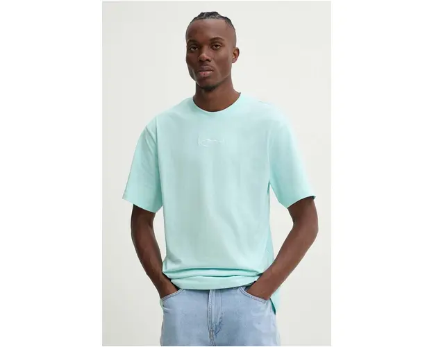 Karl Kani tricou din bumbac barbati, culoarea turcoaz, neted, 60300099