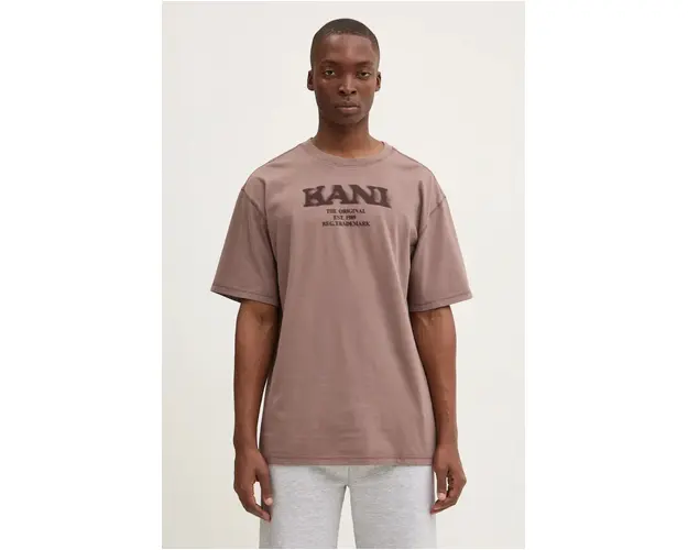 Karl Kani tricou din bumbac barbati, culoarea maro, cu imprimeu, 60300094