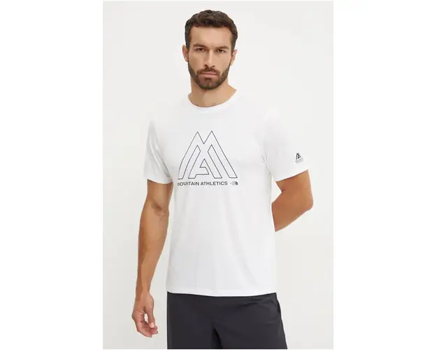 The North Face tricou sport Mountain Athletics 24/7 culoarea alb, cu imprimeu, NF0A893ZFN41