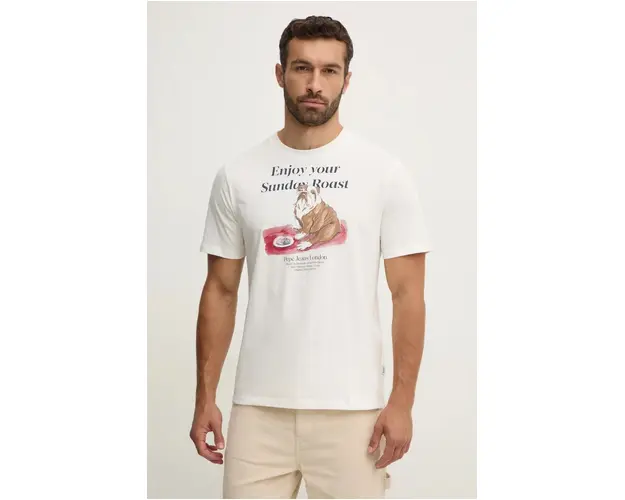 Pepe Jeans tricou din bumbac AXEL TEE barbati, culoarea alb, cu imprimeu, PM509622