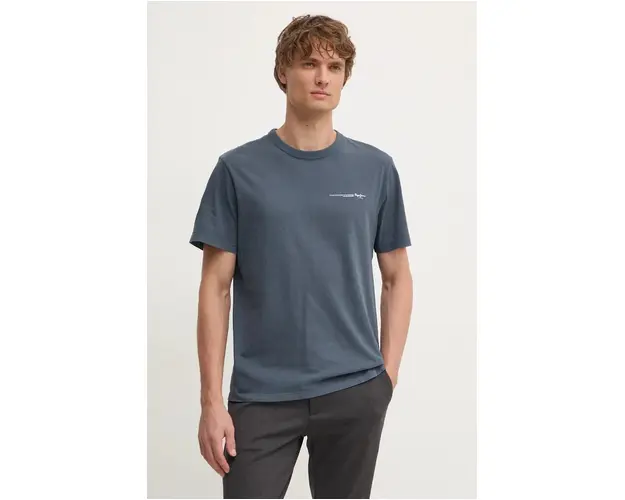 Pepe Jeans tricou din bumbac DAVY TEE barbati, culoarea gri, cu imprimeu, PM509626