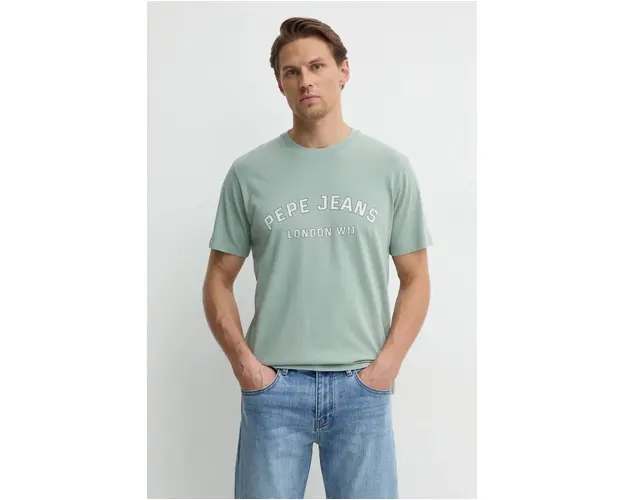 Pepe Jeans tricou din bumbac ALDRIDGE barbati, culoarea verde, cu imprimeu, PM509628