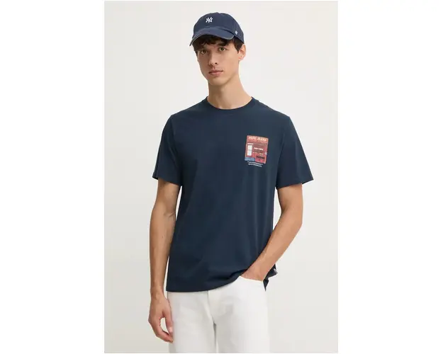 Pepe Jeans tricou din bumbac AENYS barbati, culoarea albastru marin, cu imprimeu, PM509637
