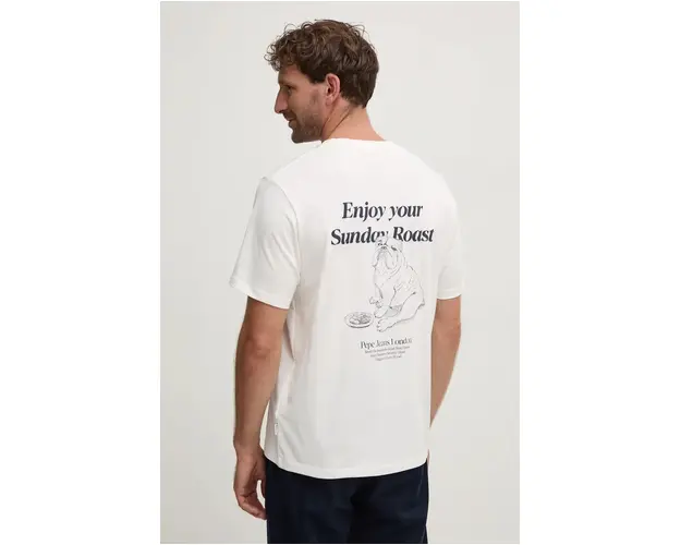 Pepe Jeans tricou din bumbac AXEL C TEE barbati, culoarea alb, cu imprimeu, PM509712