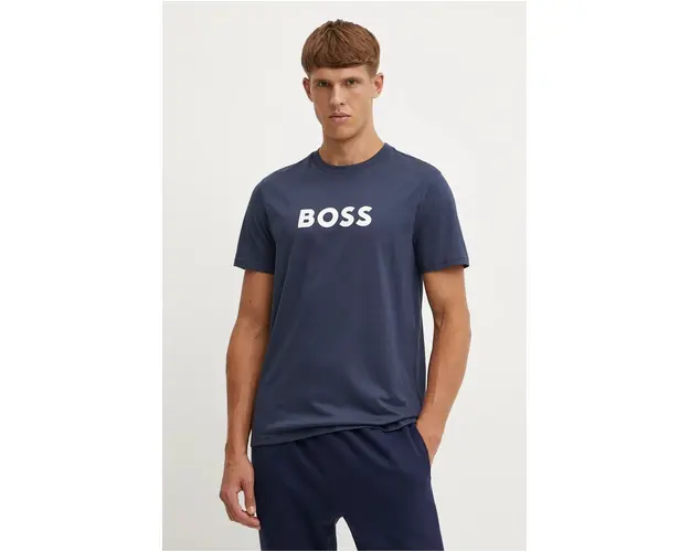 BOSS tricou barbati, culoarea albastru marin, cu imprimeu, 50505674