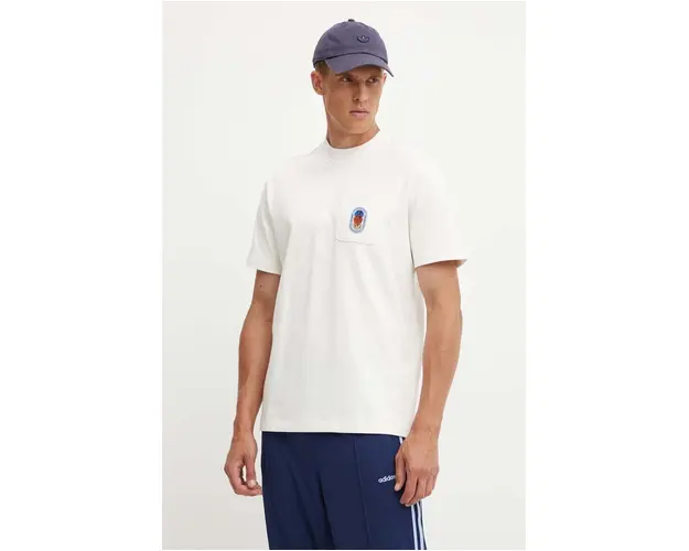 adidas Originals tricou din bumbac barbati, culoarea bej, cu imprimeu, IX6754