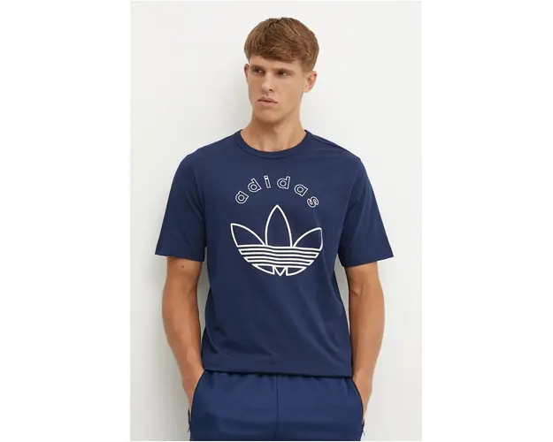 adidas Originals tricou barbati, culoarea albastru marin, cu imprimeu, IX9598