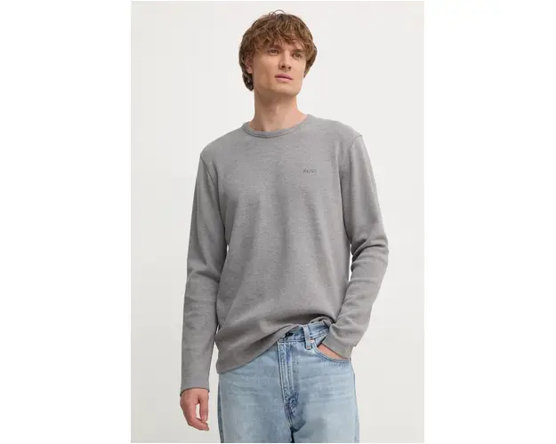 Boss Orange longsleeve barbati, culoarea gri, neted, 50520725