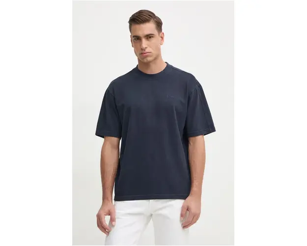 Boss Orange tricou din bumbac barbati, culoarea albastru marin, neted, 50528468