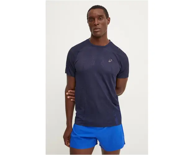 Asics tricou de alergare Metarun culoarea albastru marin, neted, 2011C986